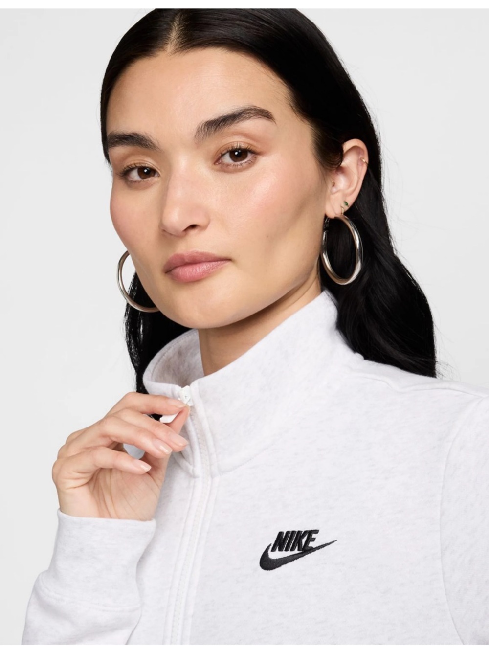 Nike Women's Heather White Quarter Zip Sweatshirt